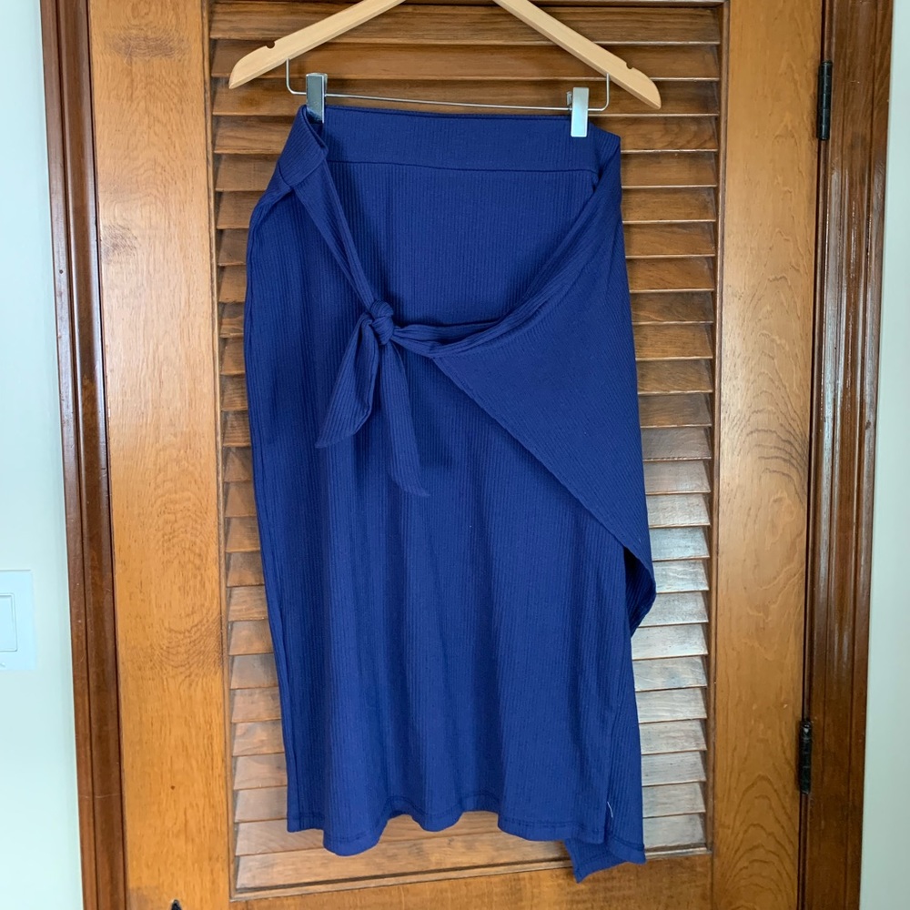 Ribbed Stretch Knit Unlined Skirt